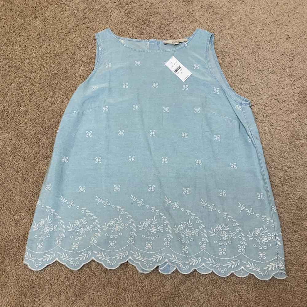 Button-Backed, Eyelet denim tank